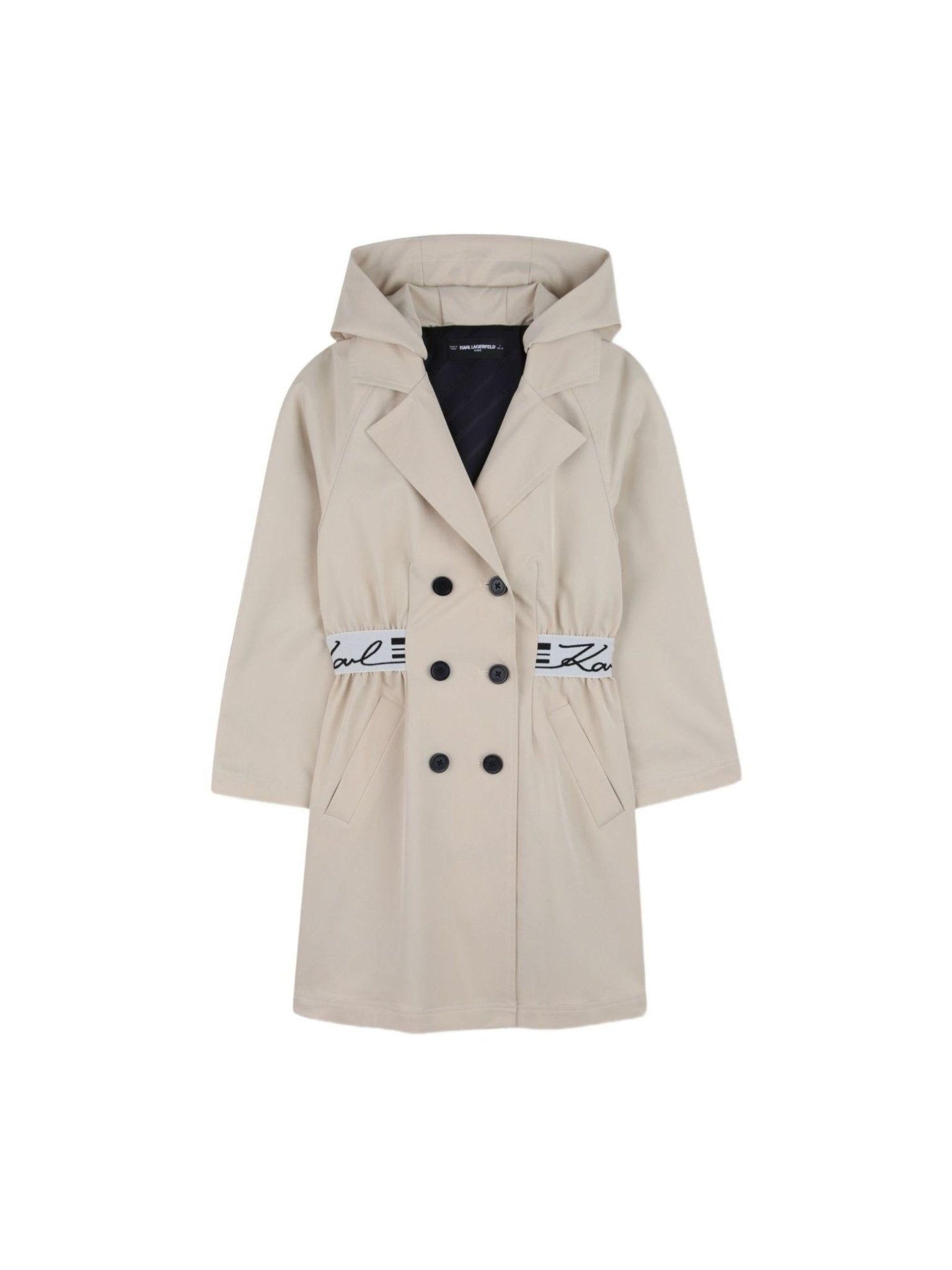 Trench per bambina Karl Lagerfeld Kids beige con cappuccio - Rubino Kids