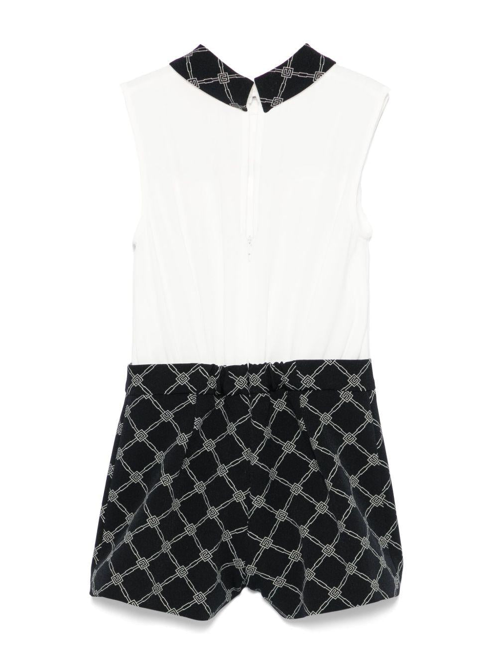 Tuta corta per bambina Elisabetta Franchi La Mia Bambina bianco con logo jacquard - Rubino Kids