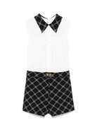 Tuta corta per bambina Elisabetta Franchi La Mia Bambina bianco con logo jacquard - Rubino Kids