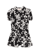 Tuta corta per bambina Elisabetta Franchi La Mia Bambina nero a fiori - Rubino Kids