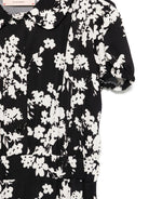 Tuta corta per bambina Elisabetta Franchi La Mia Bambina nero a fiori - Rubino Kids