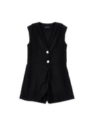 Tuta corta per bambina Monnalisa nera con bottoni - Rubino Kids