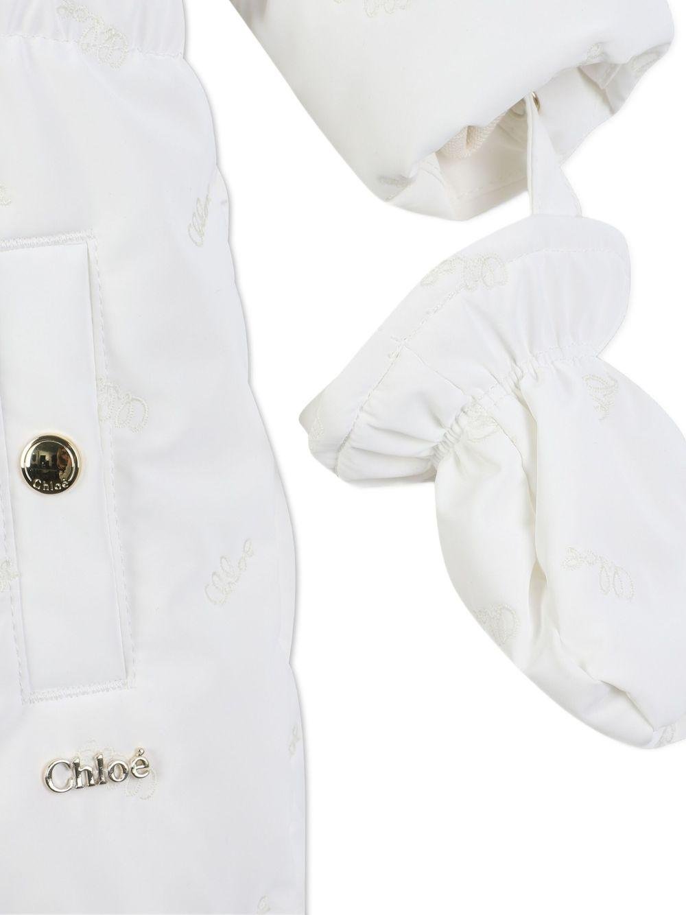 Tuta da neve per neonata Chloé Kids bianca con muffole rimuovibili - Rubino Kids