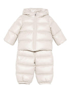 Tuta da neve per neonati Moncler Enfant beige trapuntata con cappuccio - Rubino Kids