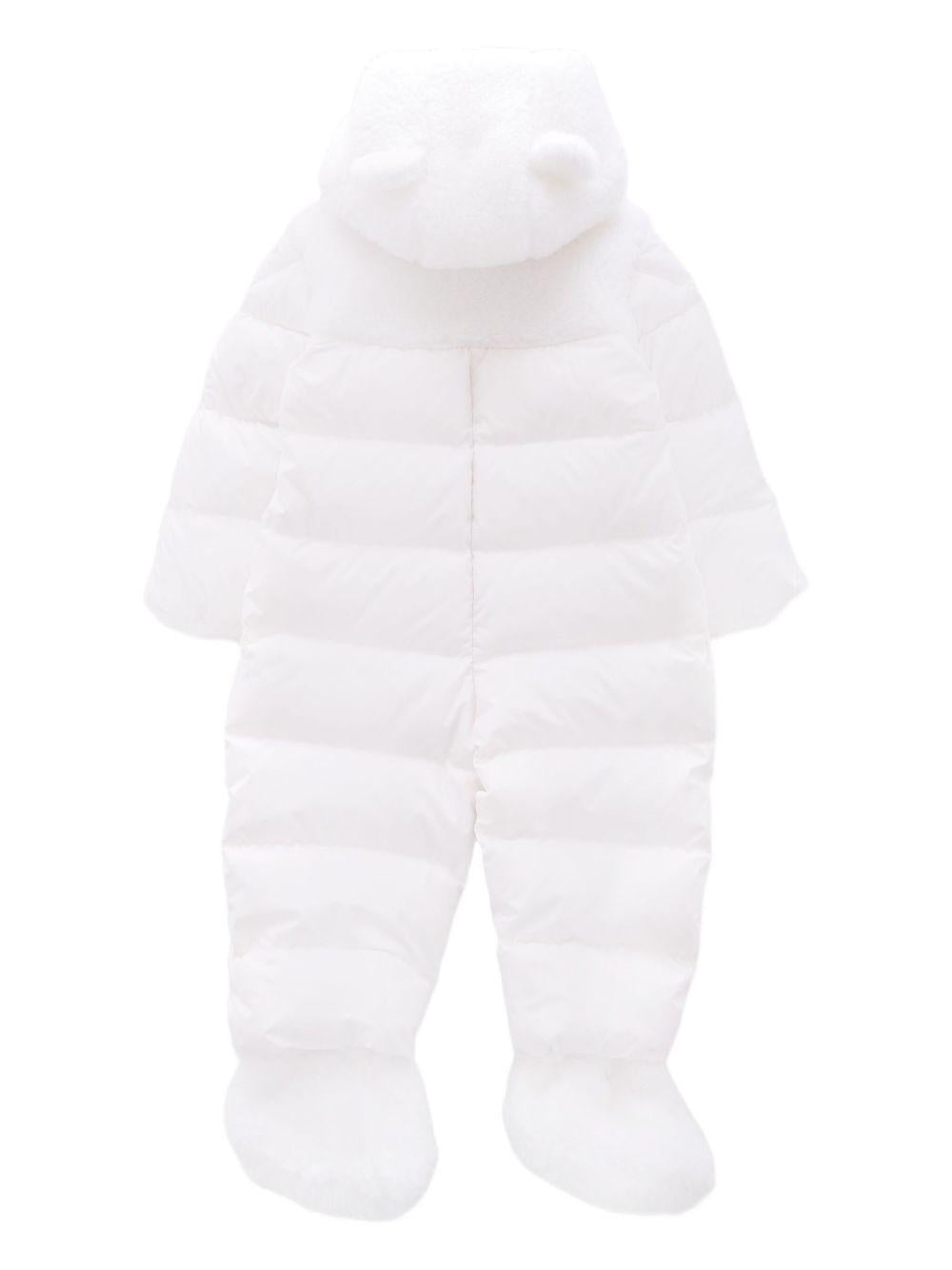 Tuta da neve per neonati Moncler Enfant bianca con cappuccio - Rubino Kids