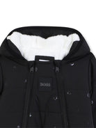 Tuta da neve per neonato Boss Kids nera con applicazione con logo - Rubino Kids