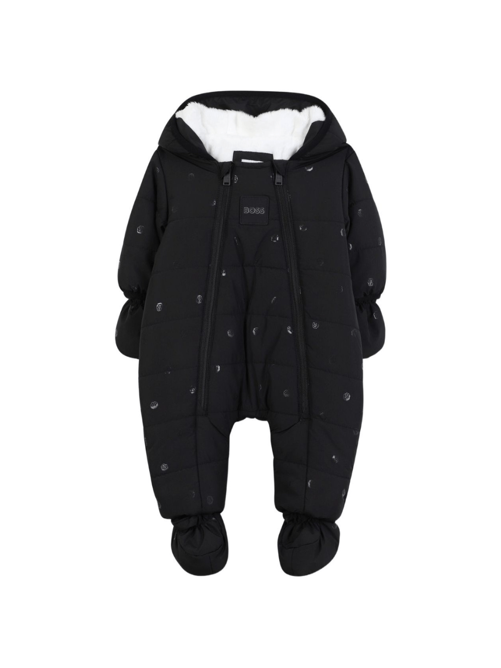 Tuta da neve per neonato Boss Kids nera con applicazione con logo - Rubino Kids