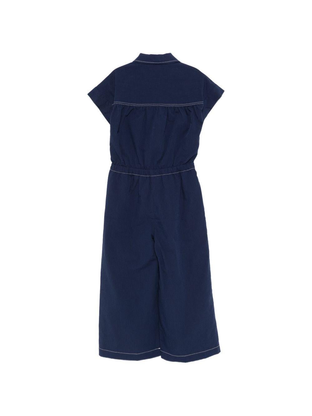 Tuta intera per bambina Bonpoint blu con tasche sul davanti - Rubino Kids