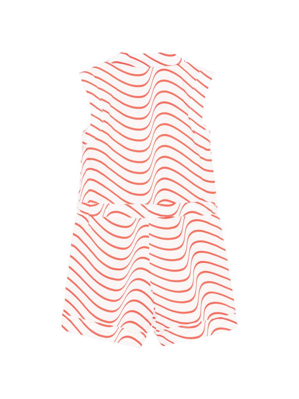 Tuta intera per bambina MSGM Kids bianca con motivo a onde rosse - Rubino Kids