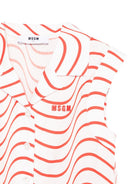 Tuta intera per bambina MSGM Kids bianca con motivo a onde rosse - Rubino Kids