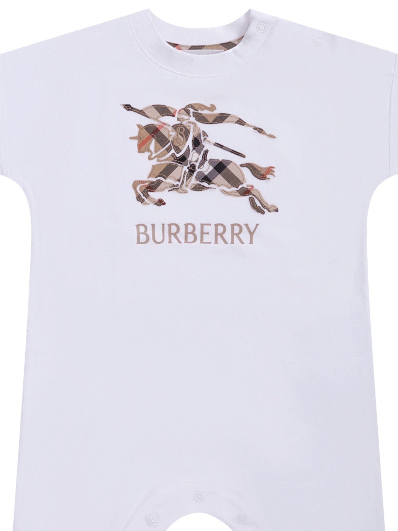 Tuta intera per neonato Burberry Kids bianca con logo stampato - Rubino Kids