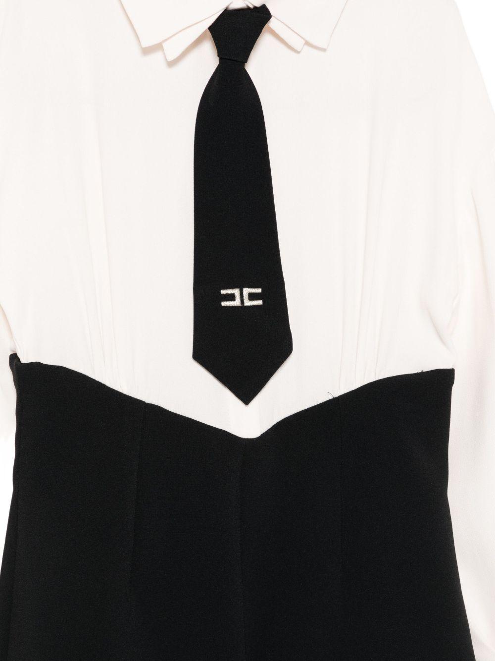 Tuta per bambina Elisabetta Franchi La Mia Bambina bianco e nera con dettaglio cravatta - Rubino Kids