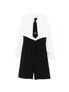 Tuta per bambina Elisabetta Franchi La Mia Bambina bianco e nera con dettaglio cravatta - Rubino Kids