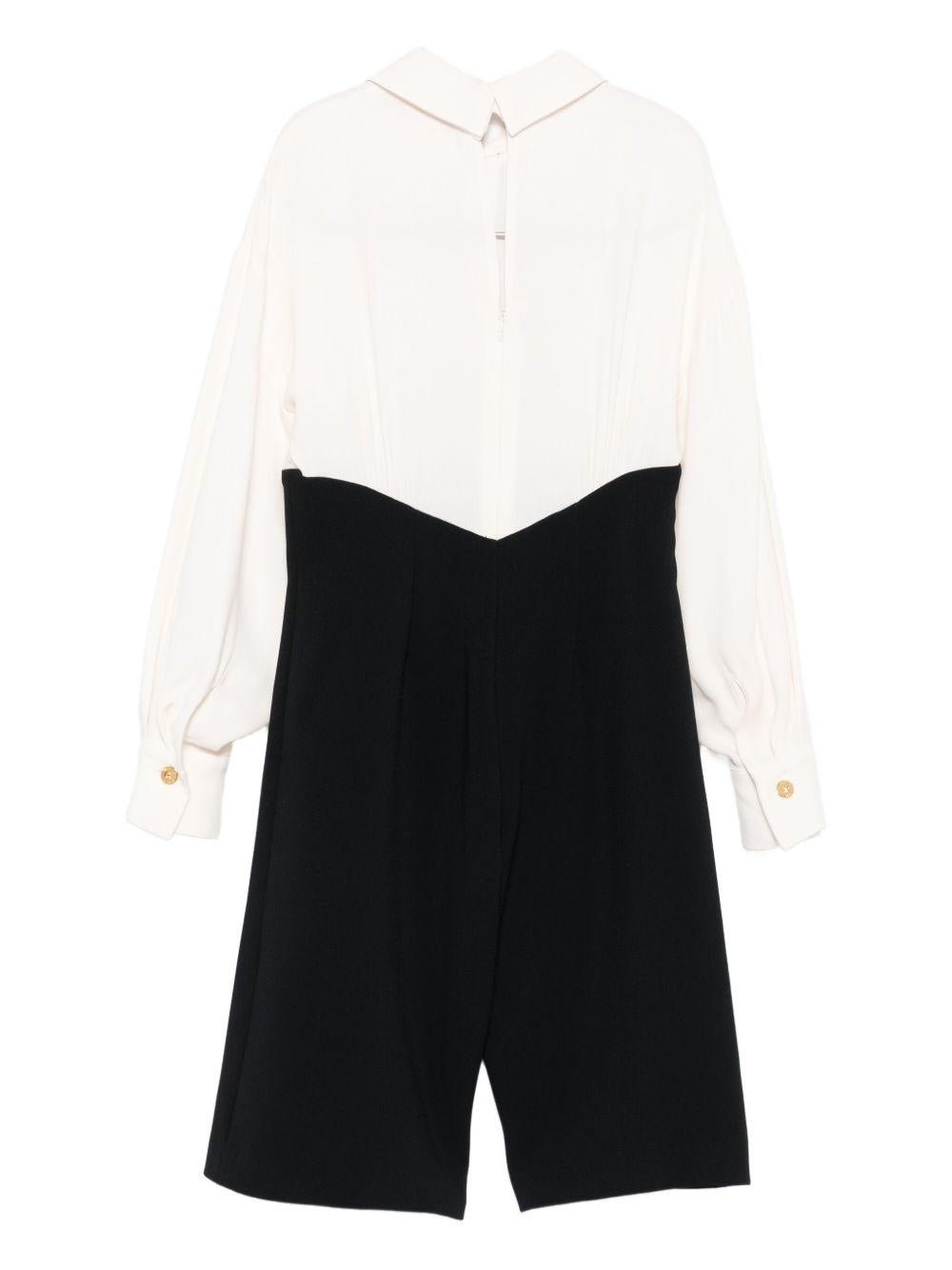 Tuta per bambina Elisabetta Franchi La Mia Bambina bianco e nera con dettaglio cravatta - Rubino Kids