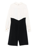 Tuta per bambina Elisabetta Franchi La Mia Bambina bianco e nera con dettaglio cravatta - Rubino Kids