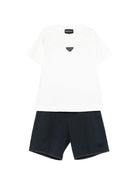 Tuta per bambino Emporio Armani Kids bianco con dettaglio logo - Rubino Kids
