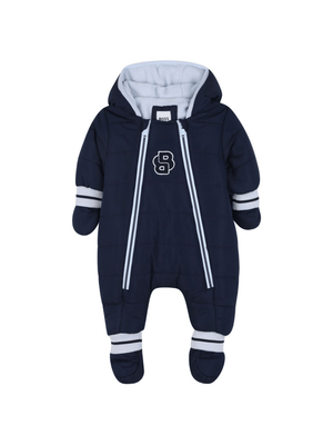 Boss Kids blue baby jumpsuit with removable mittens
