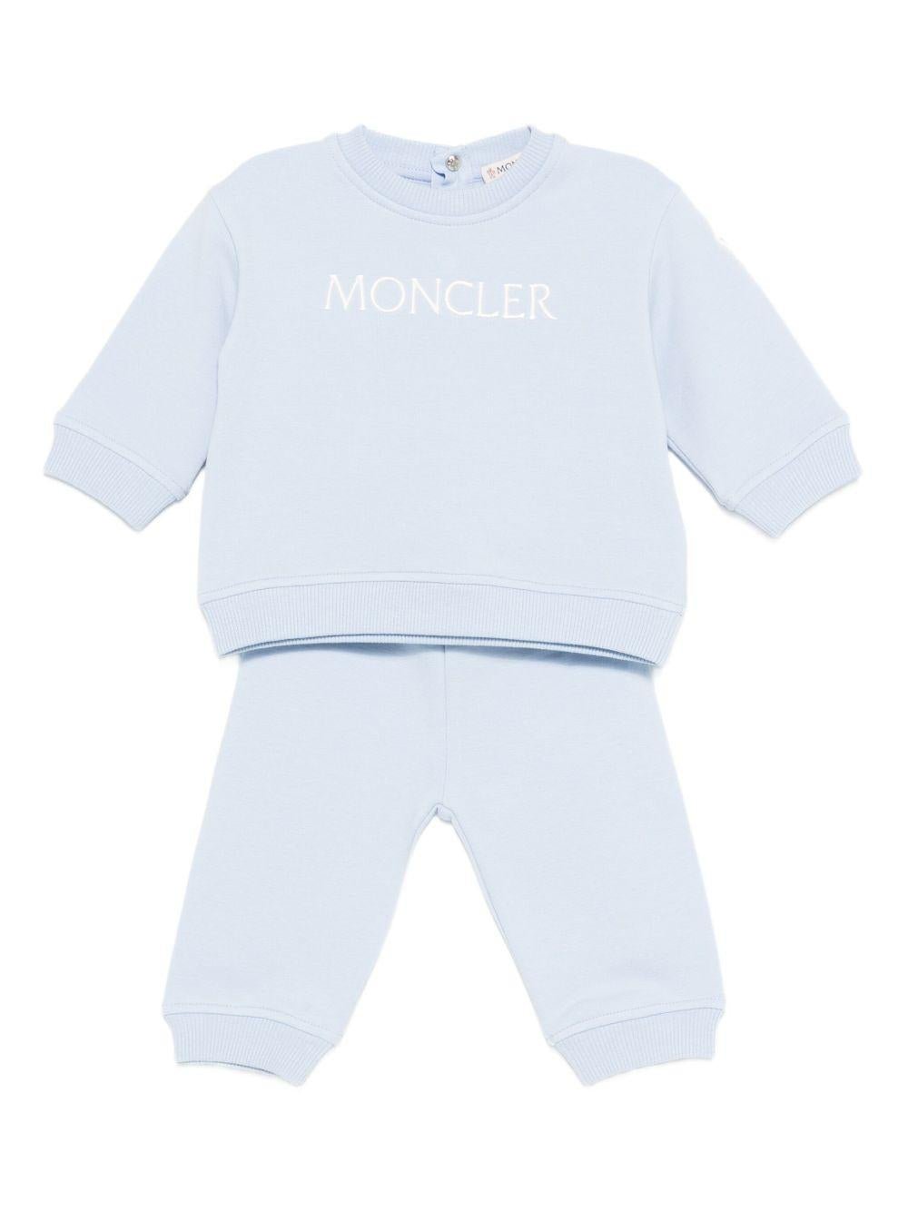 Tuta per neonato Moncler Enfant azzurro con logo ricamato - Rubino Kids
