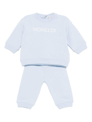 Tuta per neonato Moncler Enfant azzurro con logo ricamato