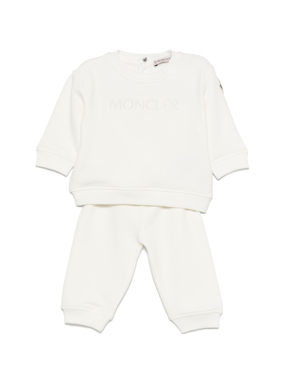 Tuta per neonato Moncler Enfant bianco con logo ricamato - Rubino Kids