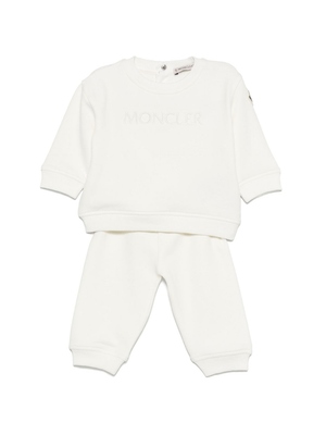 Tuta per neonato Moncler Enfant bianco con logo ricamato
