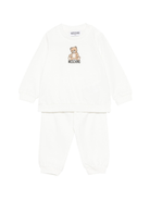 Tuta sportiva Moschino Kids bianca con stampa Teddy Bear - Rubino Kids