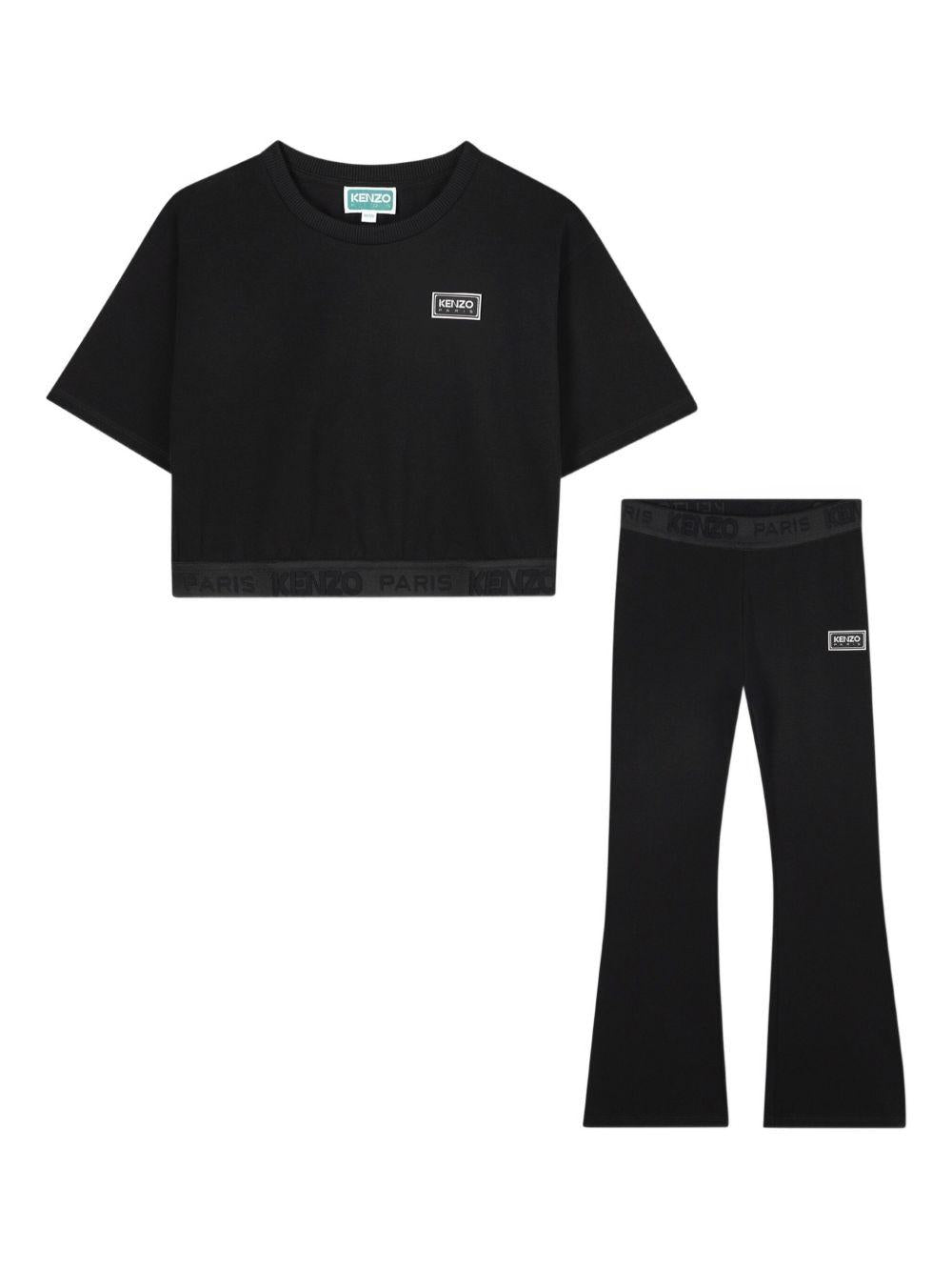 Tuta sportiva per bambina Kenzo Kids nero con logo - Rubino Kids