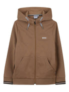 Tuta sportiva per bambino BOSS Kidswear marrone con cappuccio e zip - Rubino Kids