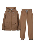Tuta sportiva per bambino BOSS Kidswear marrone con cappuccio e zip - Rubino Kids