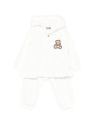 Tuta sportiva per neonata Moschino Kids bianco con ricamo Teddy Bear - Rubino Kids