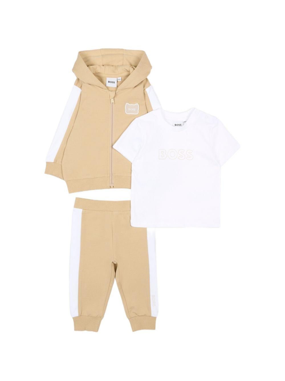 Tuta sportiva per neonato Boss Kids beige con motivo a righe - Rubino Kids