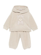 Tuta sportiva per neonato Il Gufo beige con stampa orsetto sul davanti - Rubino Kids