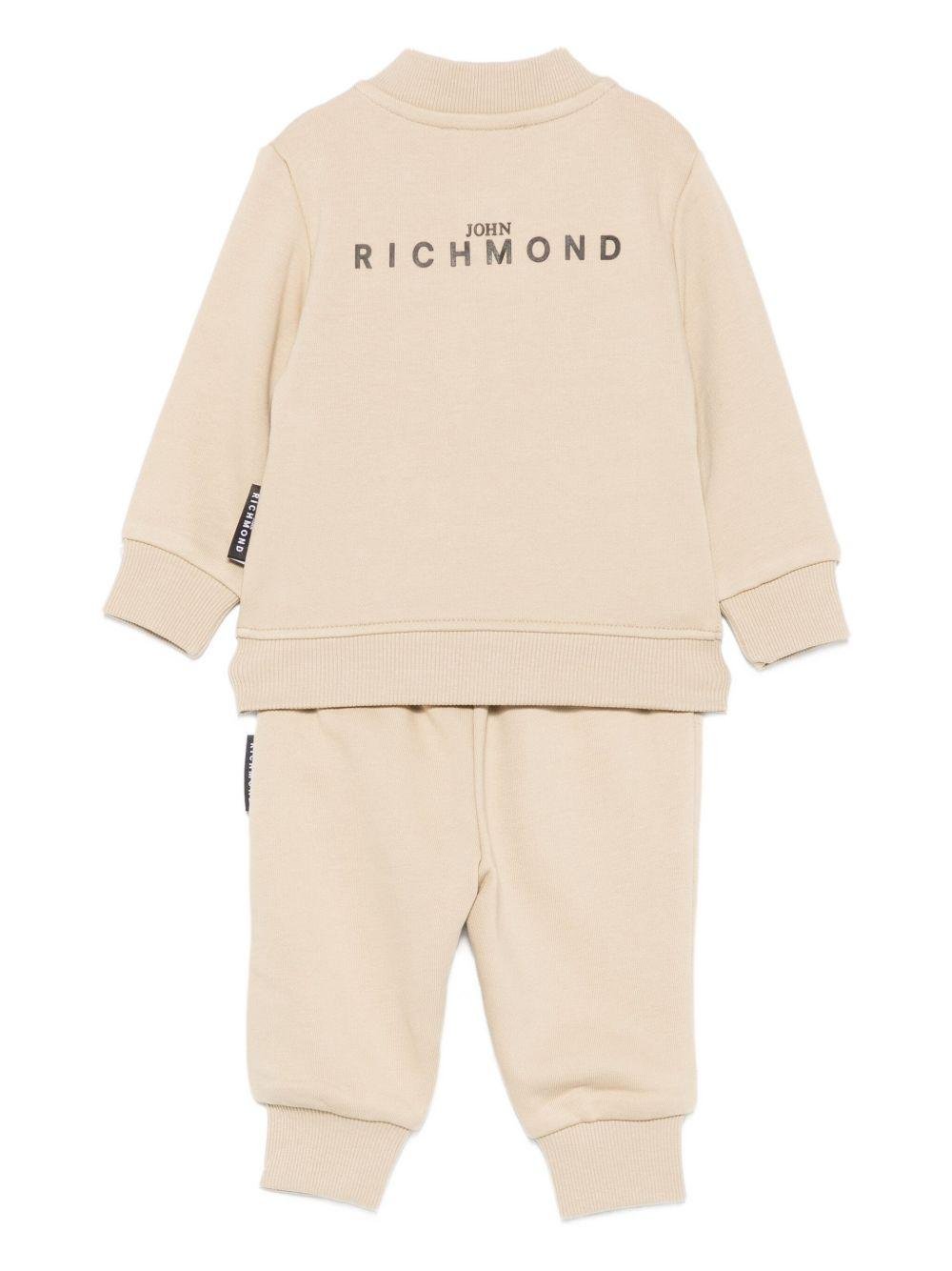 Tuta sportiva per neonato John Richmond Junior beige con logo ricamato - Rubino Kids