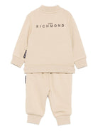Tuta sportiva per neonato John Richmond Junior beige con logo ricamato - Rubino Kids