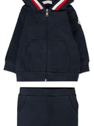 Tuta sportiva per neonato Moncler Enfant blu con cappuccio - Rubino Kids