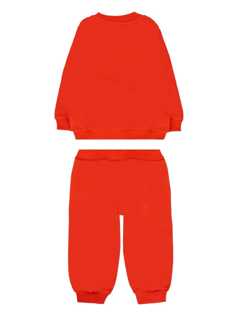 Tuta sportiva per neonato Moschino Kids rosso con stampa Teddy - Rubino Kids