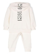 Tuta sportiva per neonato MSGM Kids beige chiaro con stampa logo sul retro - Rubino Kids