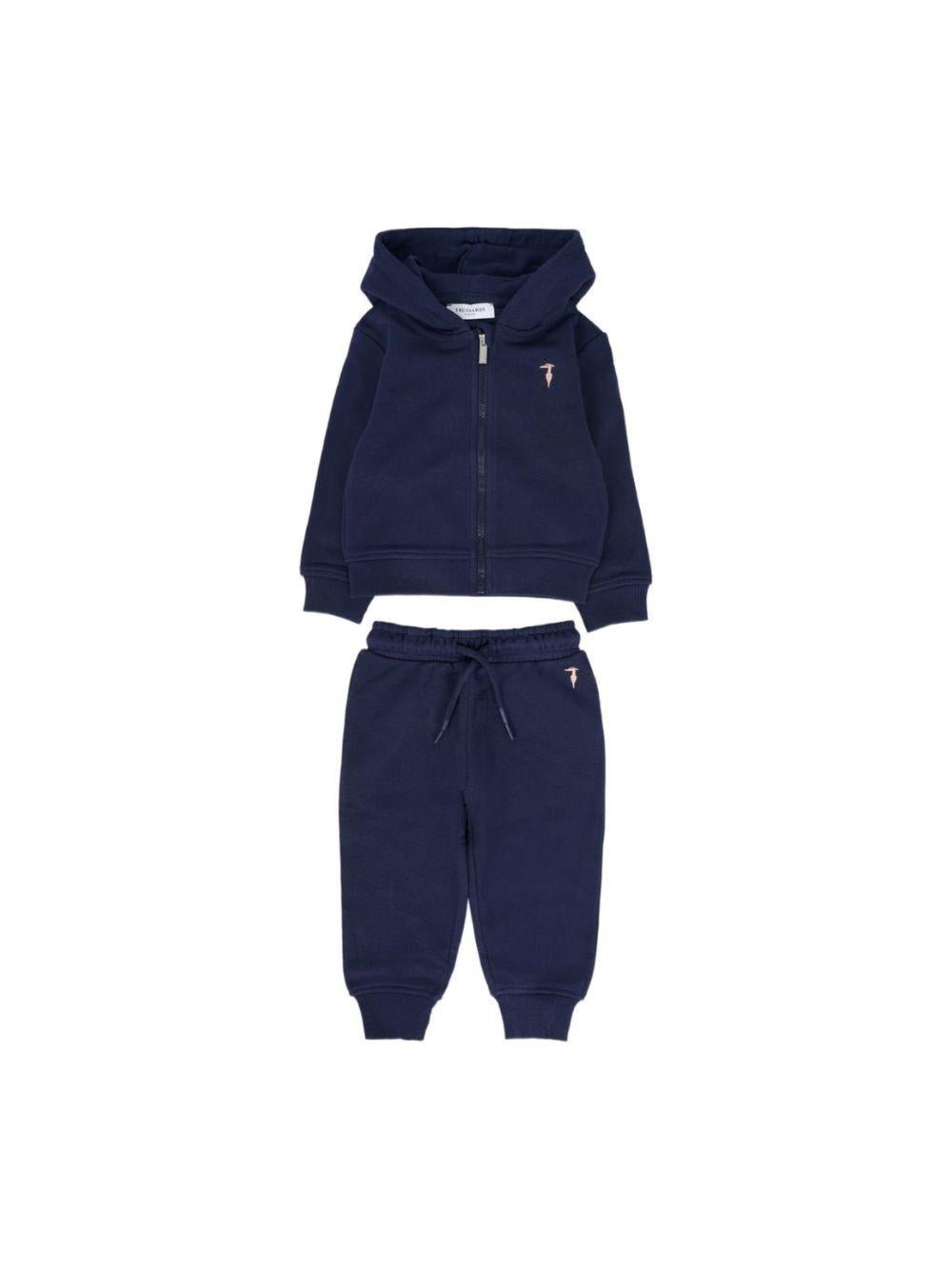 Tuta sportiva per neonato TRUSSARDI JUNIOR blu con cappuccio e zip - Rubino Kids