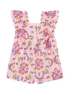 Tutina a fiori per neonata Moschino Kids rosa con scollo quadrato - Rubino Kids
