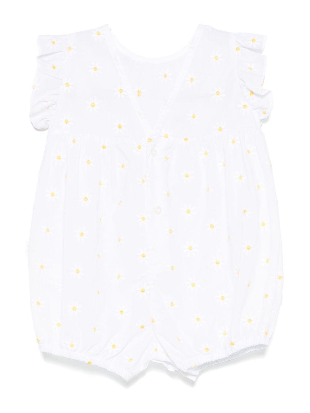 Tutina con ricamo a fiori per neonato Il Gufo bianco con dettagli con ruches - Rubino Kids