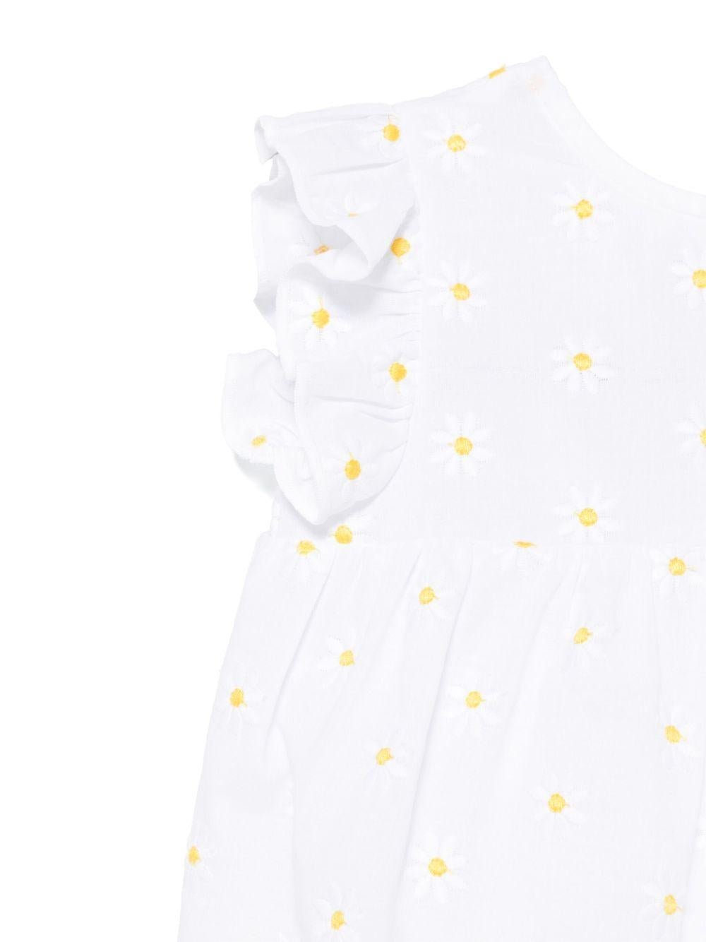 Tutina con ricamo a fiori per neonato Il Gufo bianco con dettagli con ruches - Rubino Kids