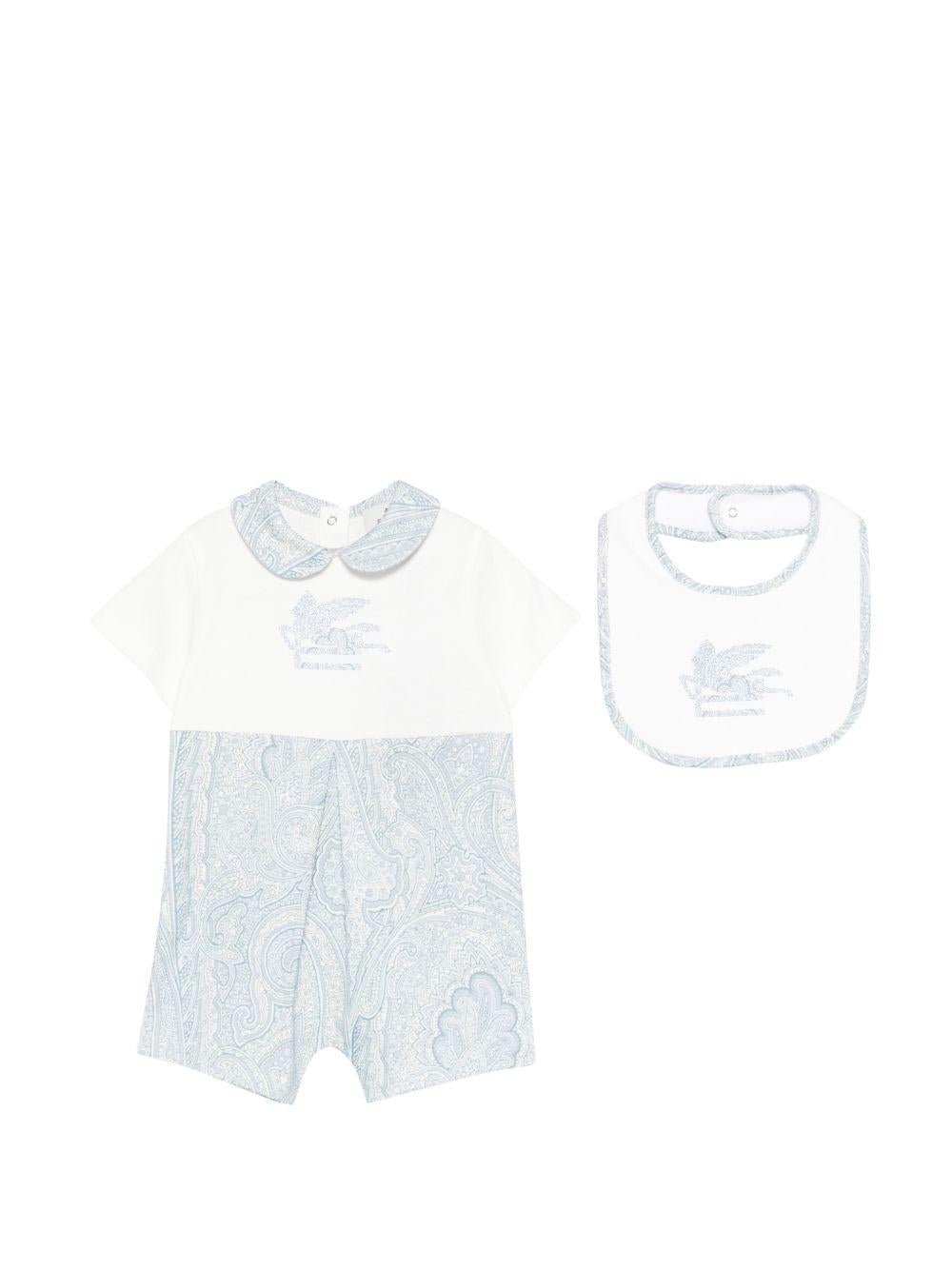 Tutina e bavaglino per neonato ETRO KIDS bianchi con stampa paisley (2 pezzi) - Rubino Kids
