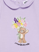 Tutina e cappellino per neonata Moschino Kids lilla con stampa Bear - Rubino Kids