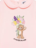 Tutina e cappellino per neonata Moschino Kids rosa con stampa Bear - Rubino Kids