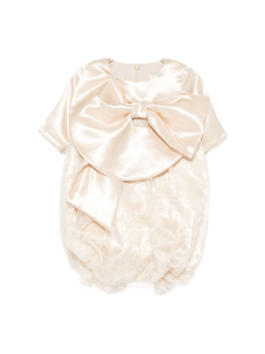 A'lapage ecru baby girl's romper with lace details