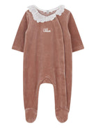 Tutina per neonata Chloé Kids rosa con colletto in pizzo - Rubino Kids
