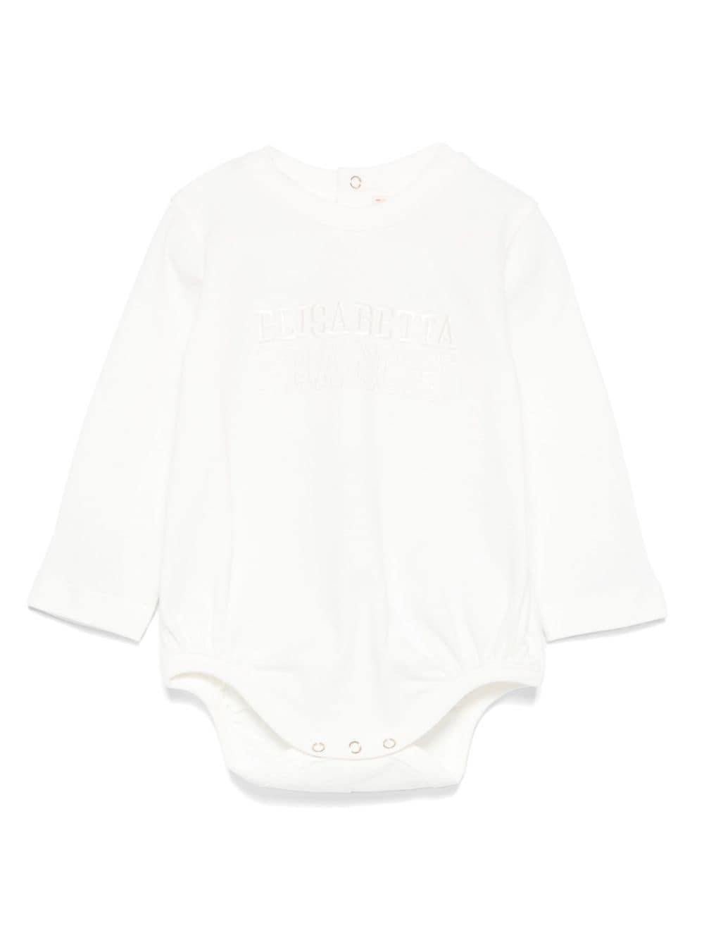 Tutina per neonata Elisabetta Franchi La Mia Bambina bianco con logo ricamato sul davanti - Rubino Kids