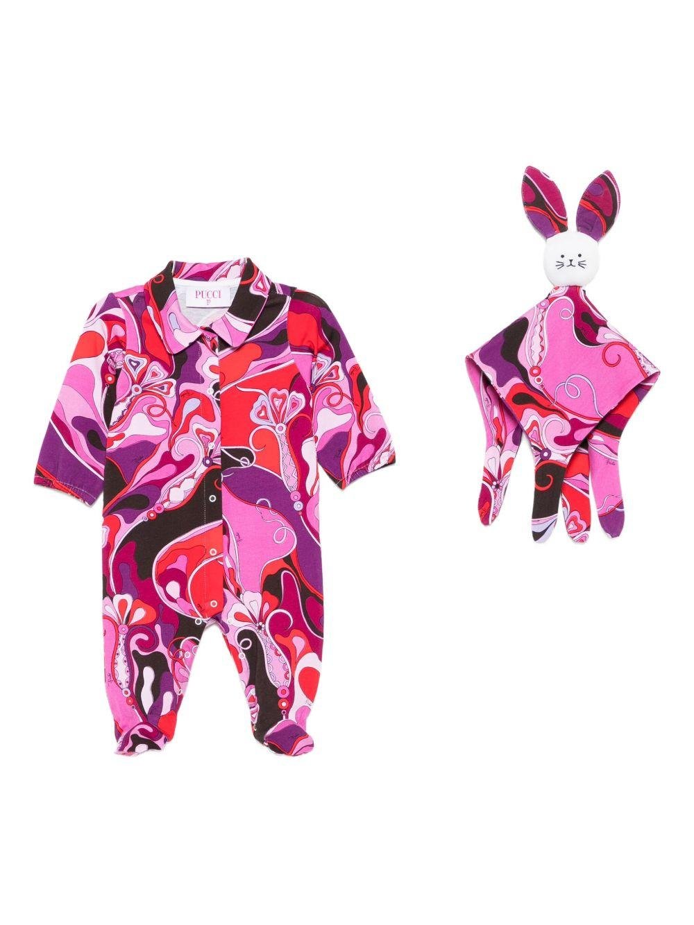 Tutina per neonata Emilio Pucci Junior fucsia con stampa astratta - Rubino Kids