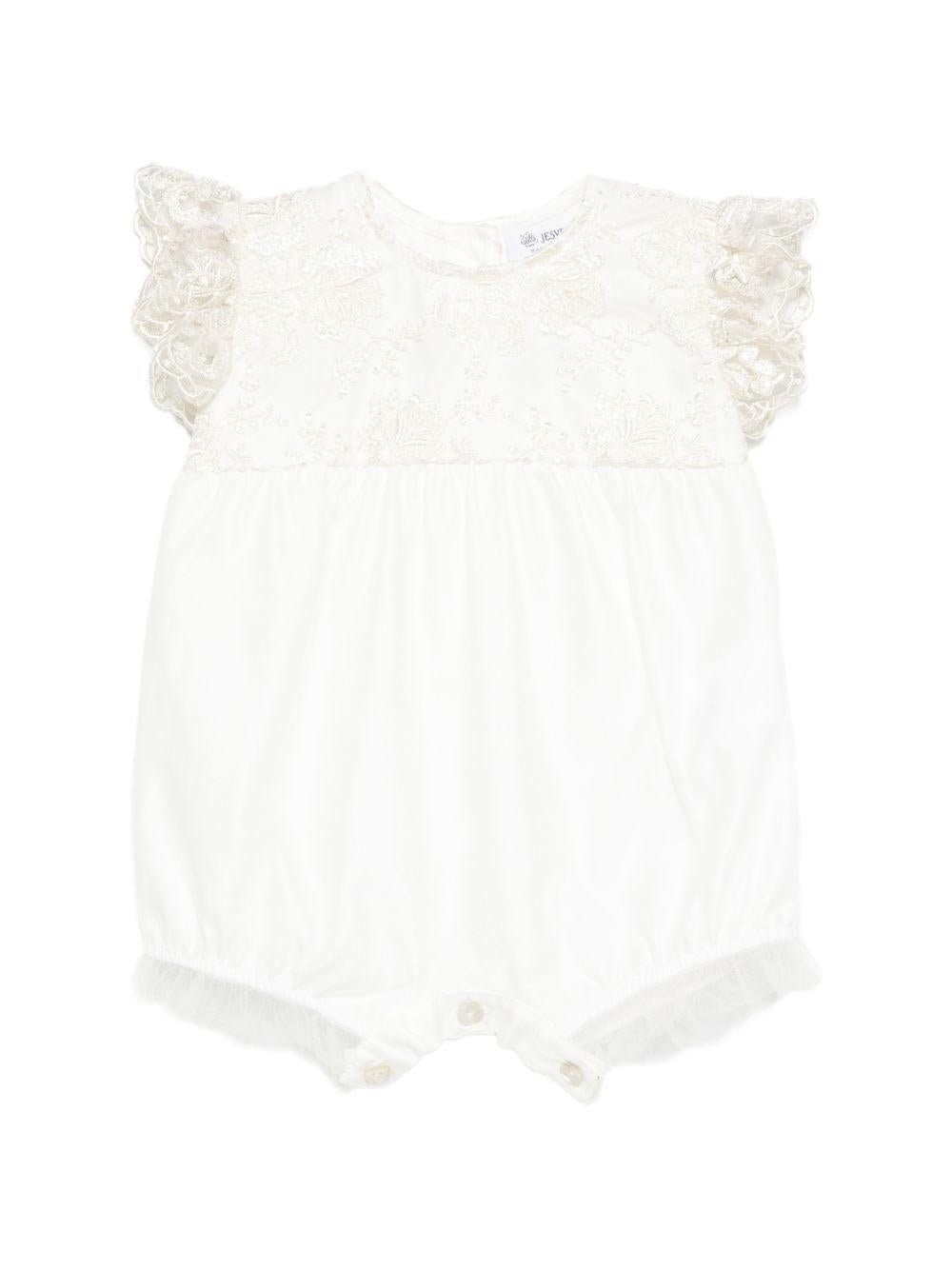 Tutina per neonata Jesurum Baby bianco con dettagli in pizzo - Rubino Kids