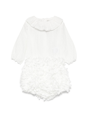 La Stupenderia white baby girl romper with petal decoration